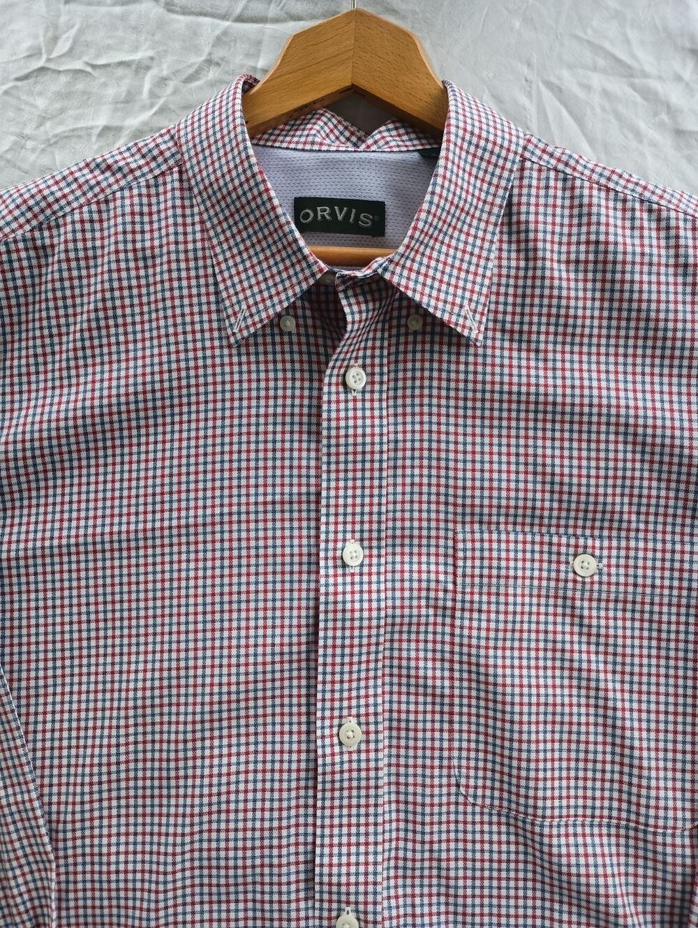 Orvis Shirt XL Plaid Button Down Long Sleeve Outdoor Vented Great Shape